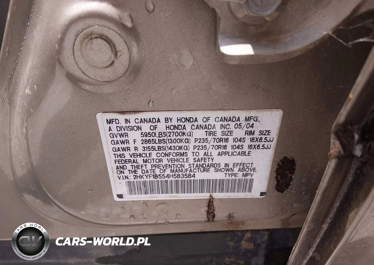 2004 Honda Pilot Ex-L VIN:2HKYF18554H583584 - 9