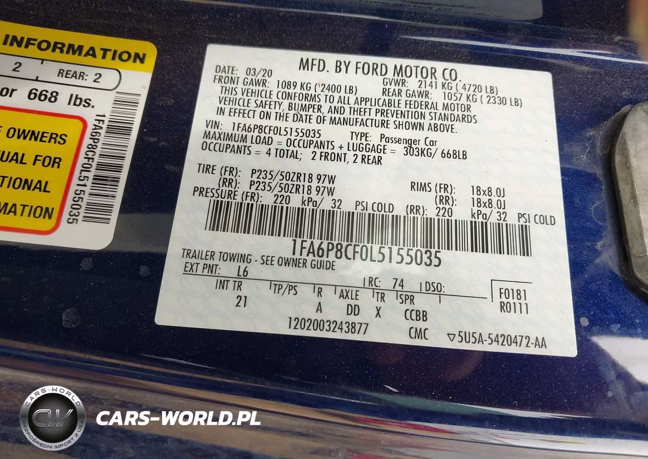 2020 Ford Mustang Gt Fastback VIN:1FA6P8CF0L5155035 - 9