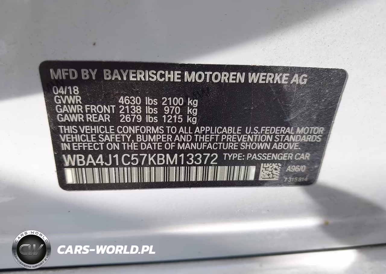 2019 BMW 430I Gran Coupe VIN:WBA4J1C57KBM13372 - 9