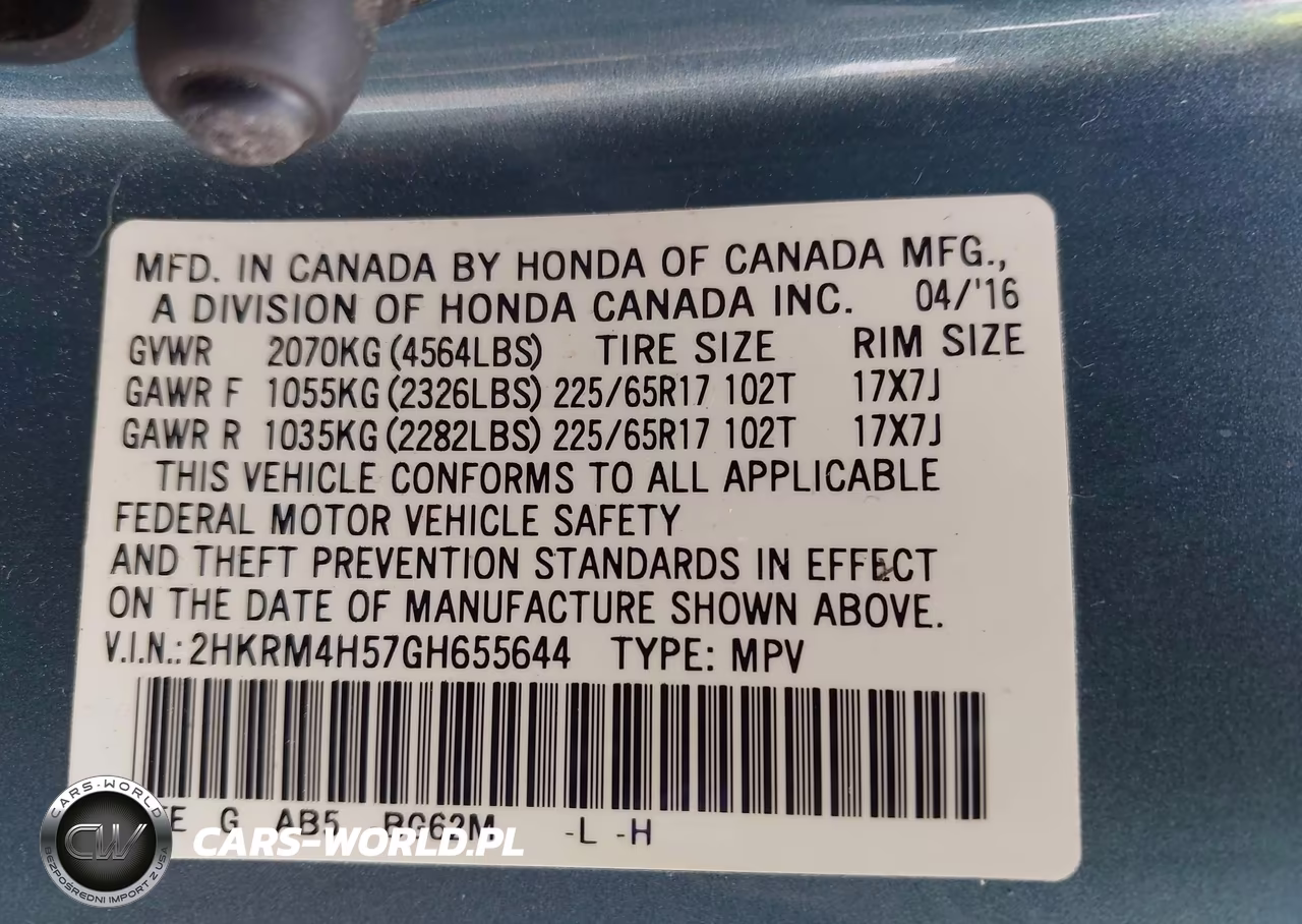 2016 Honda Cr-V Ex VIN:2HKRM4H57GH655644 - 9