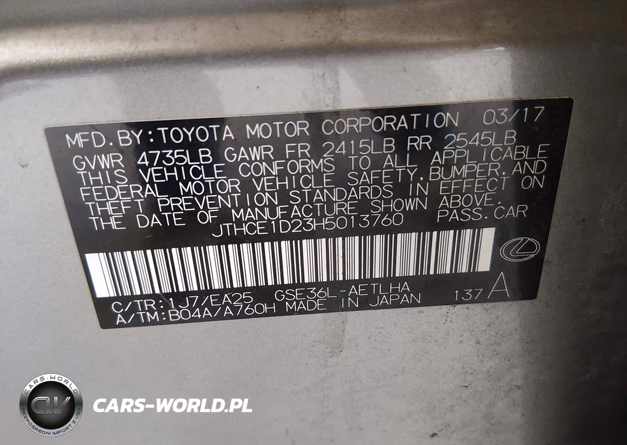 2017 Lexus Is 350 VIN:JTHCE1D23H5013760 - 9