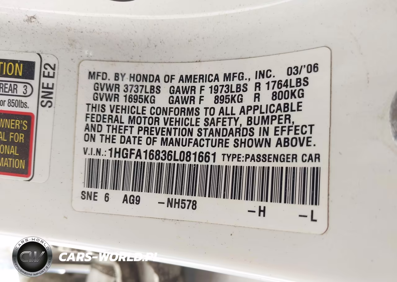 2006 Honda Civic Ex VIN:1HGFA16836L081661 - 9