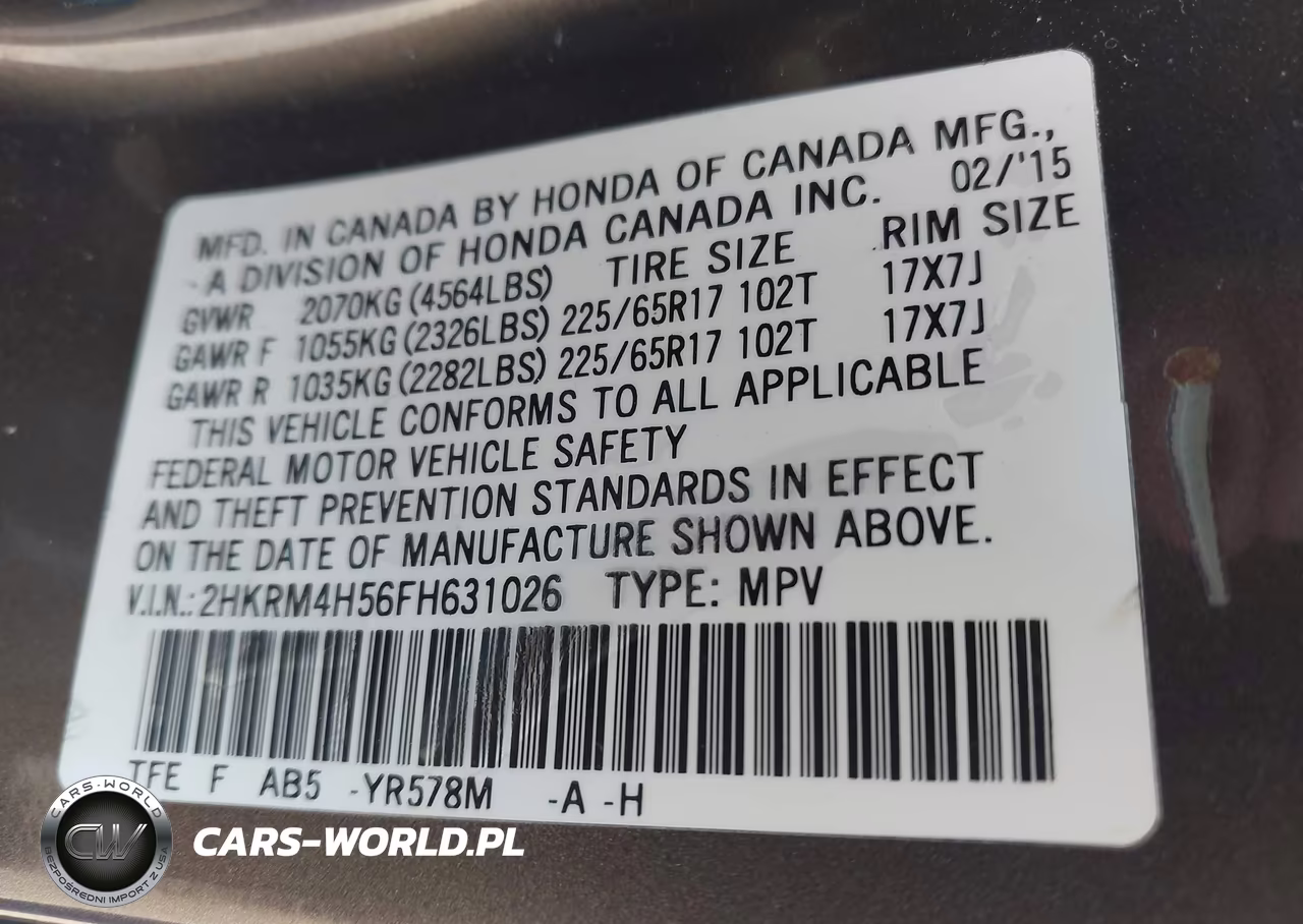 2015 Honda Cr-V Ex VIN:2HKRM4H56FH631026 - 9