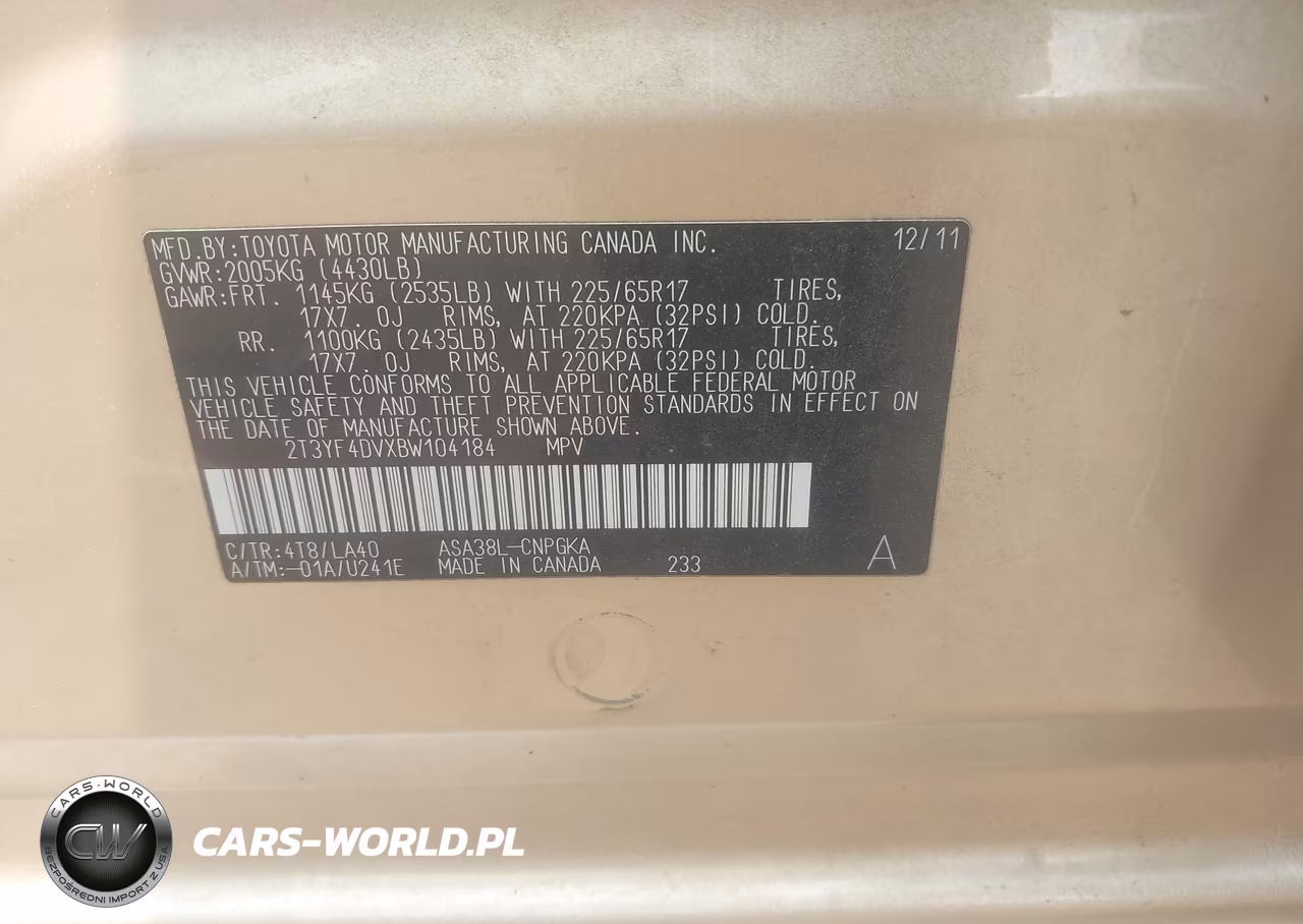 2011 Toyota Rav4 Limited VIN:2T3YF4DVXBW104184 - 9