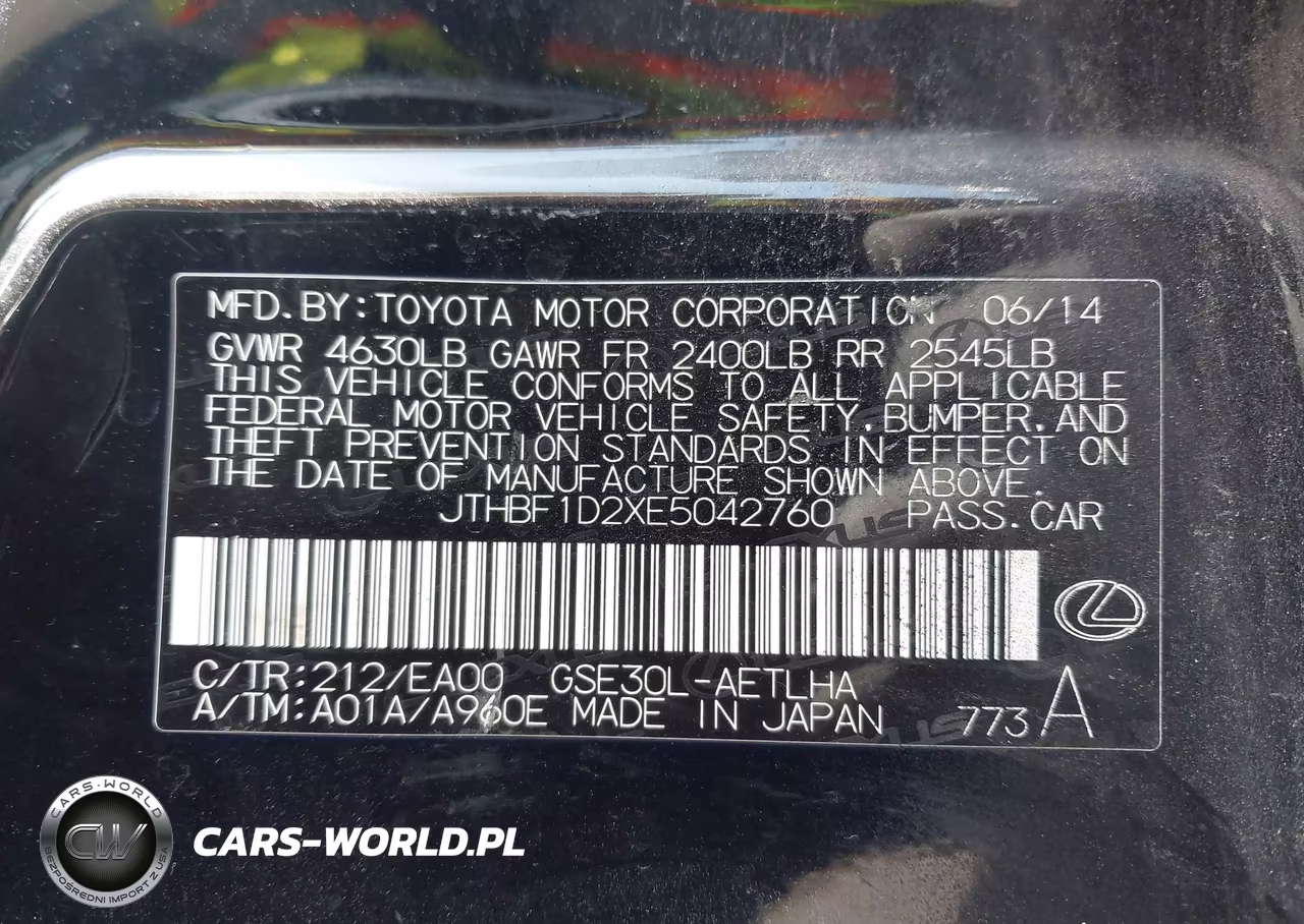 2014 Lexus Is 250 VIN:JTHBF1D2XE5042760 - 9