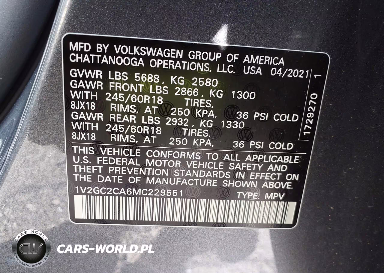 2021 Volkswagen Atlas Cross Sport 2.0T S VIN:1V2GC2CA6MC229551 - 9