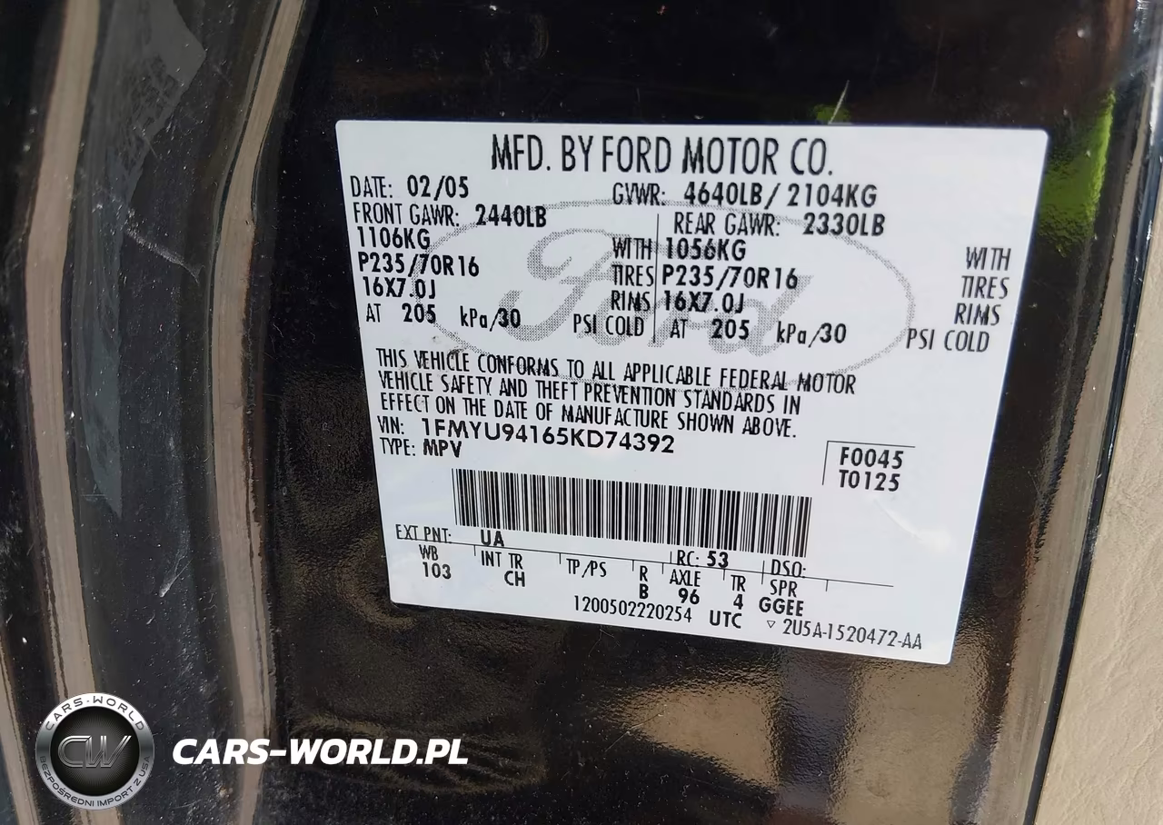 2005 Ford Escape Limited VIN:1FMYU94165KD74392 - 9