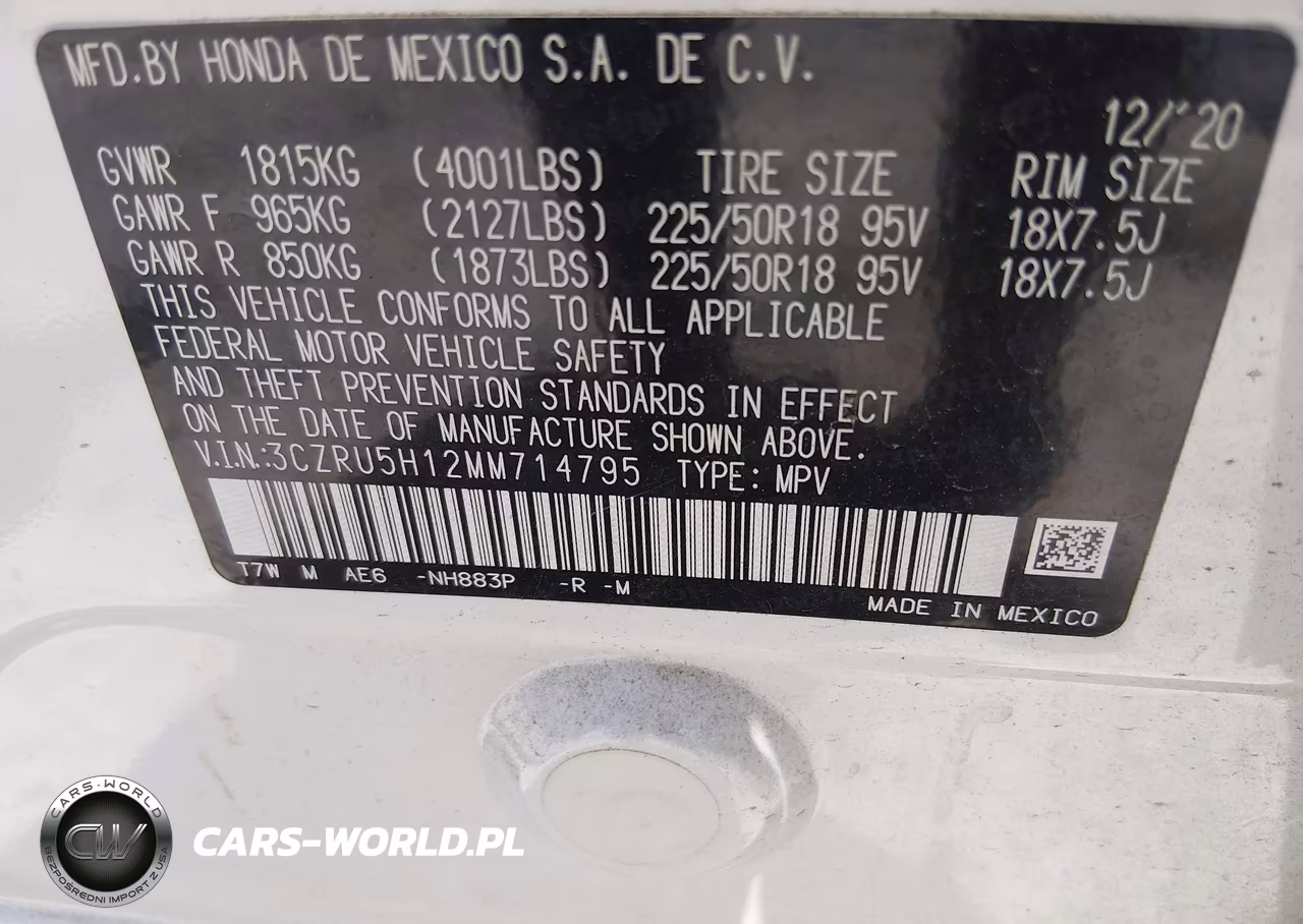 2021 Honda Hr-V 2Wd Sport VIN:3CZRU5H12MM714795 - 9