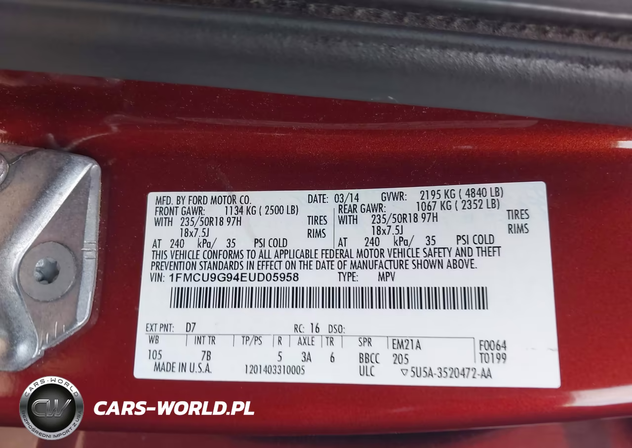2014 Ford Escape Se VIN:1FMCU9G94EUD05958 - 9