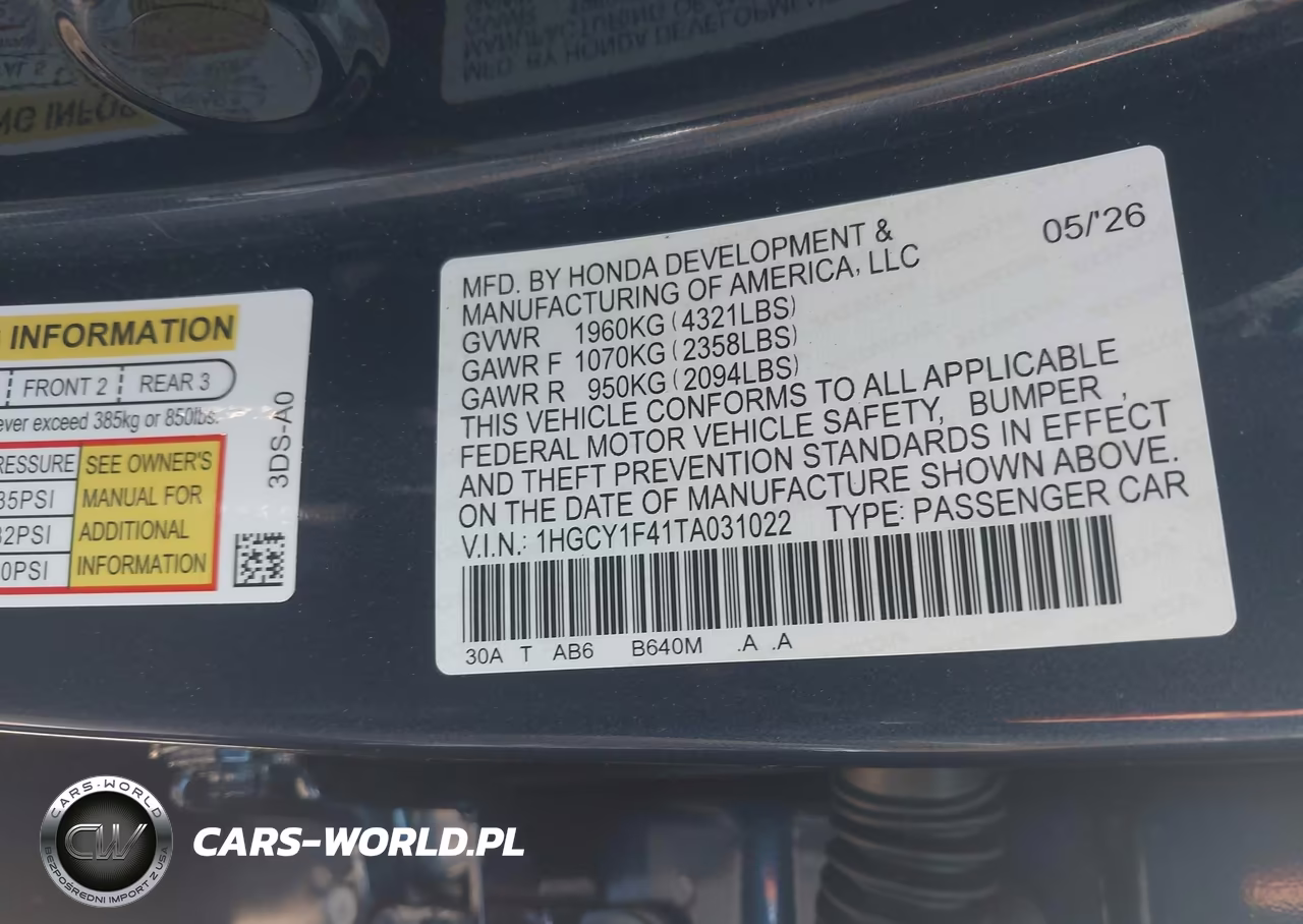2026 Honda Accord Se VIN:1HGCY1F41TA031022 - 9