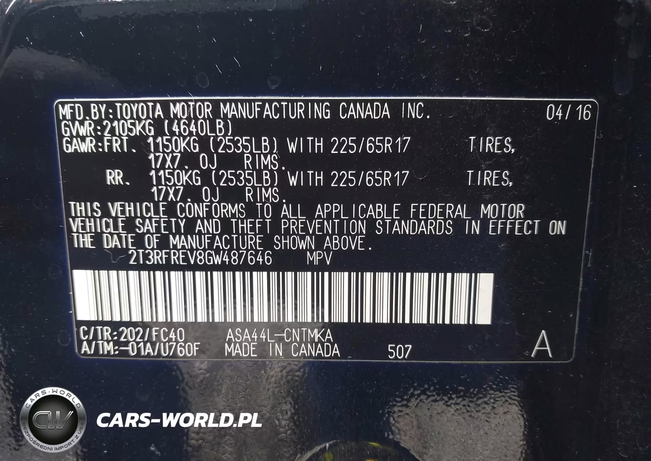 2016 Toyota Rav4 Xle VIN:2T3RFREV8GW487646 - 9