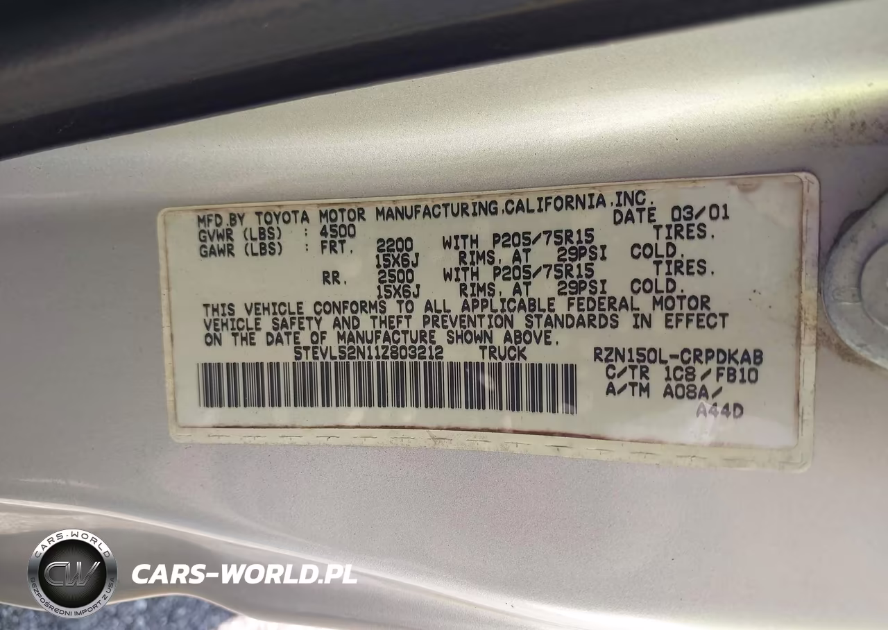 2001 Toyota Tacoma VIN:5TEVL52N11Z803212 - 9