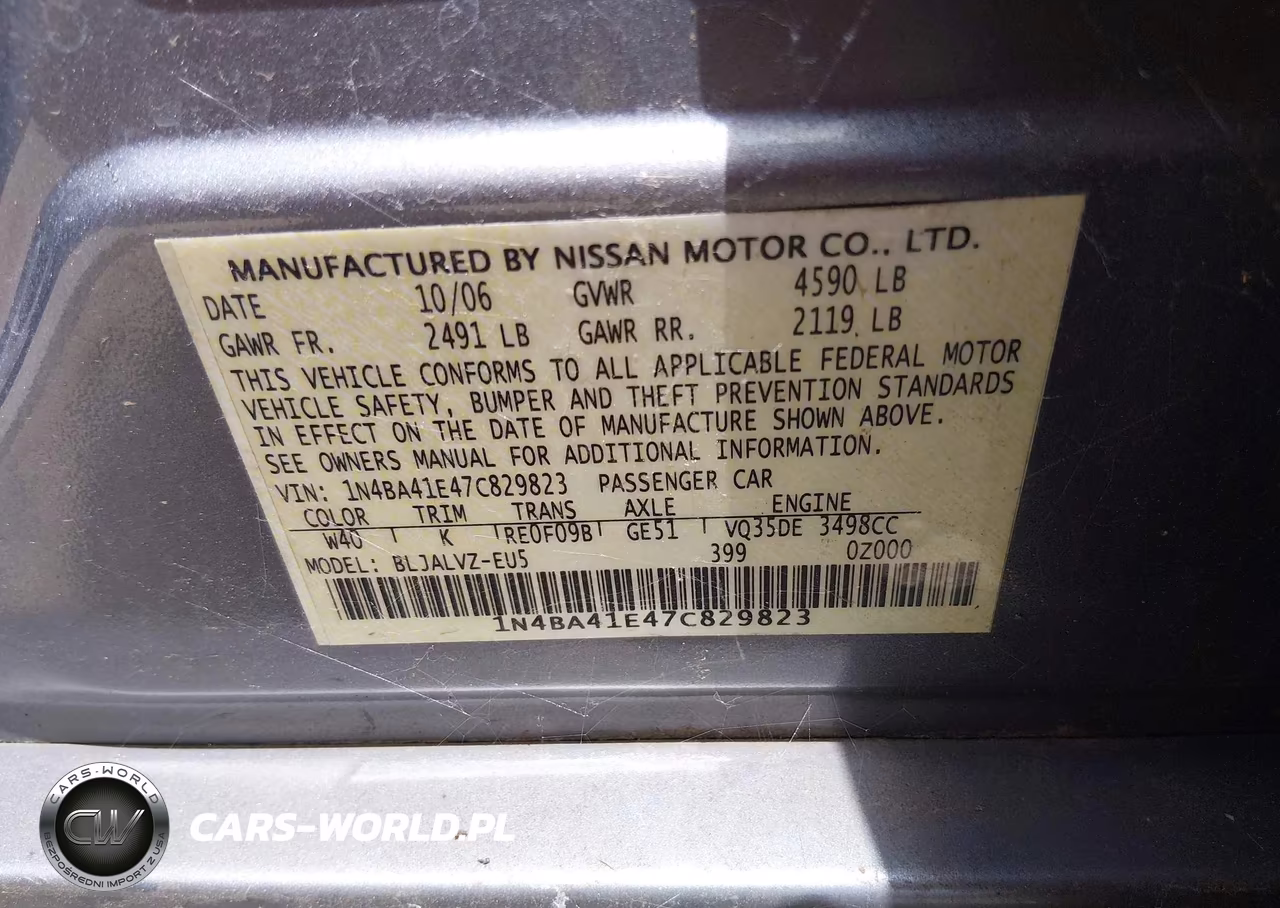 2007 Nissan Maxima 3.5 Se VIN:1N4BA41E47C829823 - 9