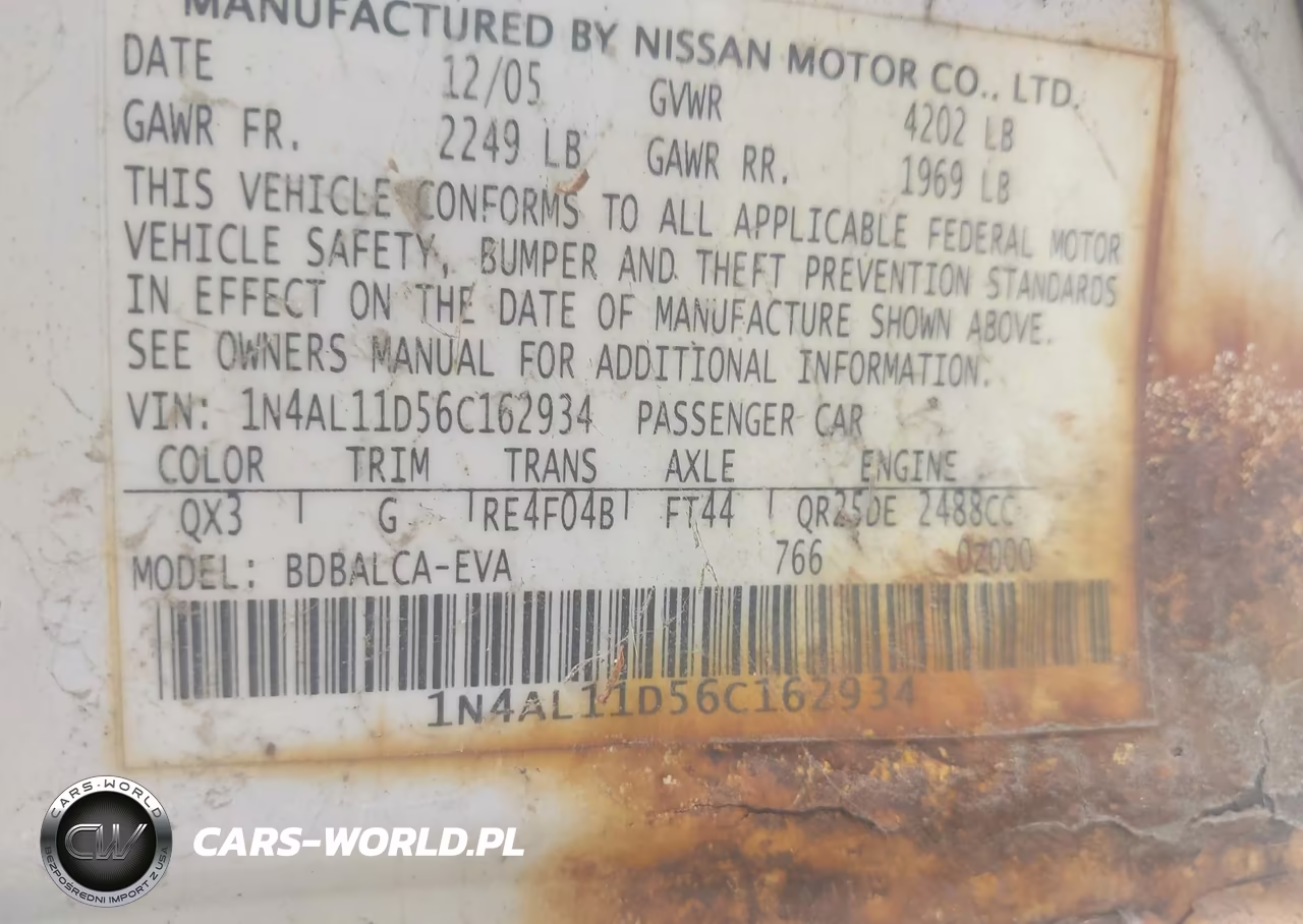 2006 Nissan Altima 2.5 S VIN:1N4AL11D56C162934 - 9