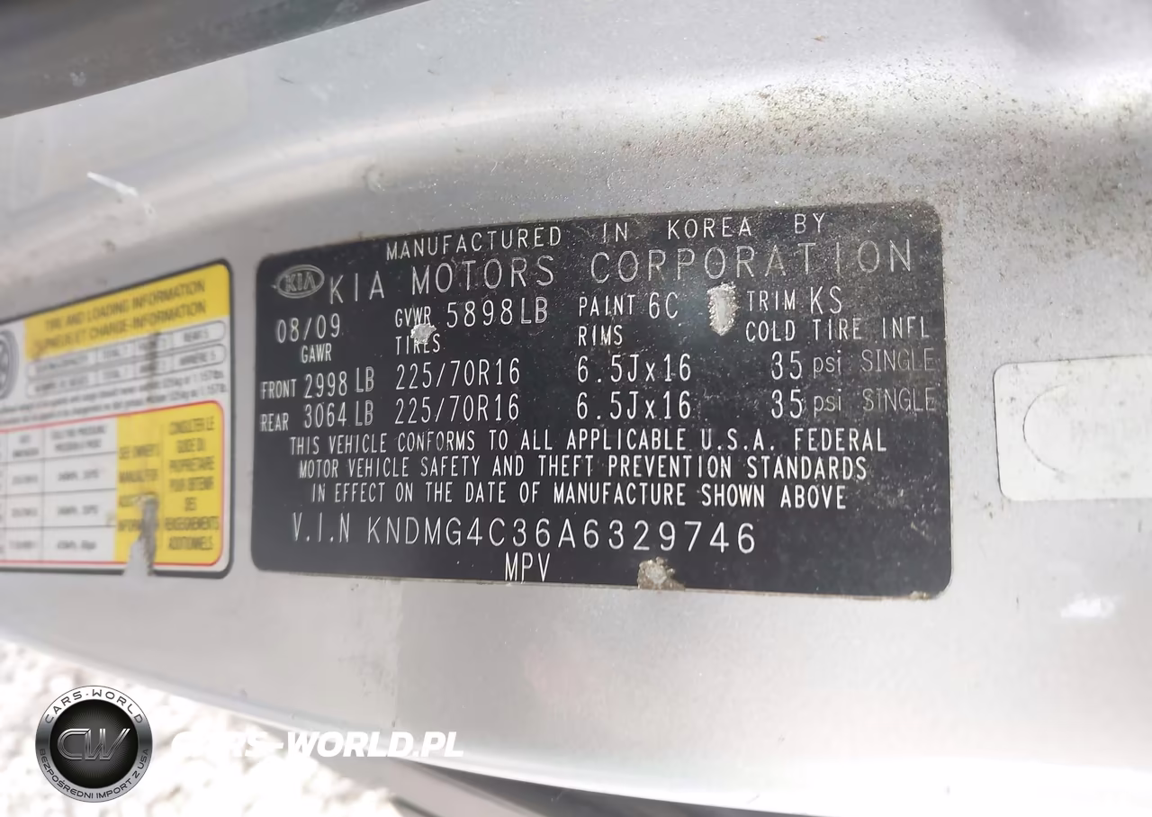 2010 Kia Sedona Lx VIN:KNDMG4C36A6329746 - 9