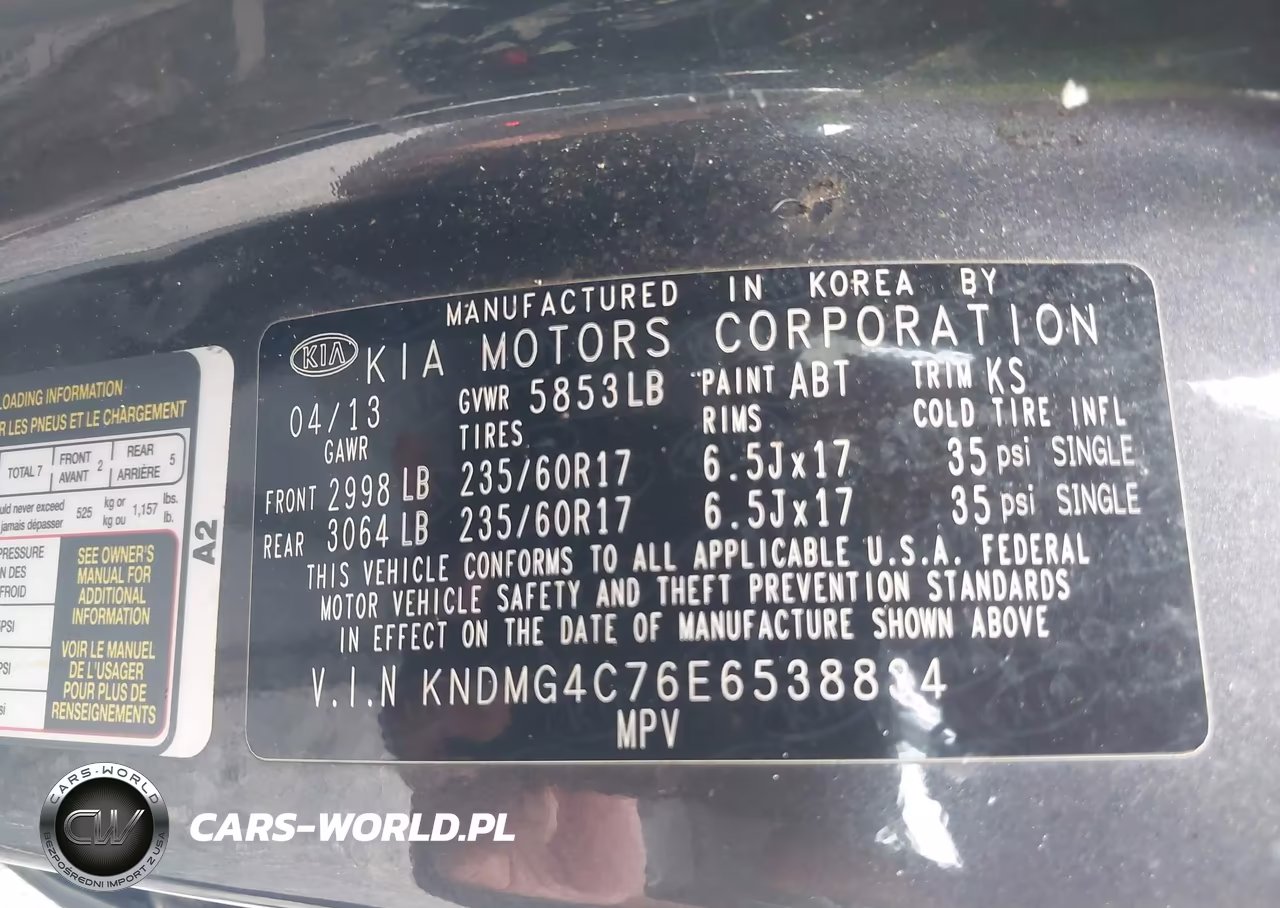 2014 Kia Sedona Lx VIN:KNDMG4C76E6538834 - 9