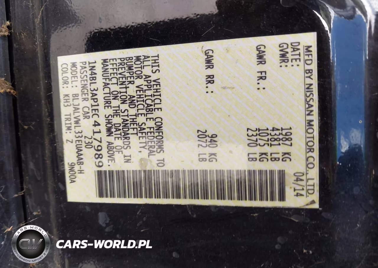 2014 Nissan Altima 3.5 Sl VIN:1N4BL3AP1EC417989 - 9