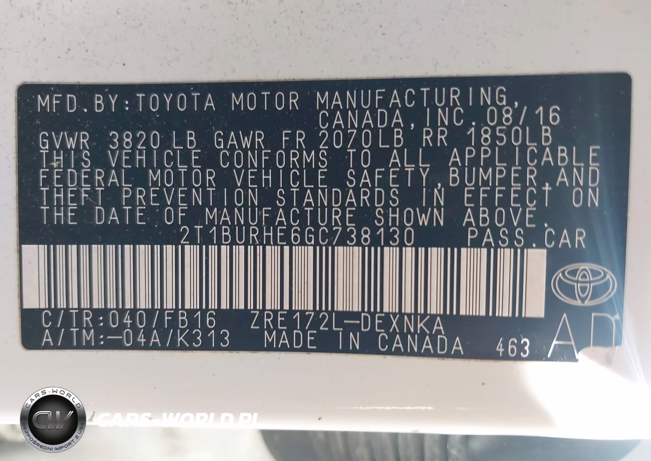 2016 Toyota Corolla Le VIN:2T1BURHE6GC738130 - 9