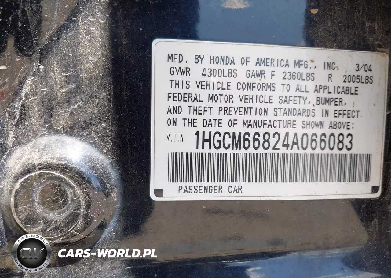 2004 Honda Accord 3.0 Ex VIN:1HGCM66824A066083 - 9