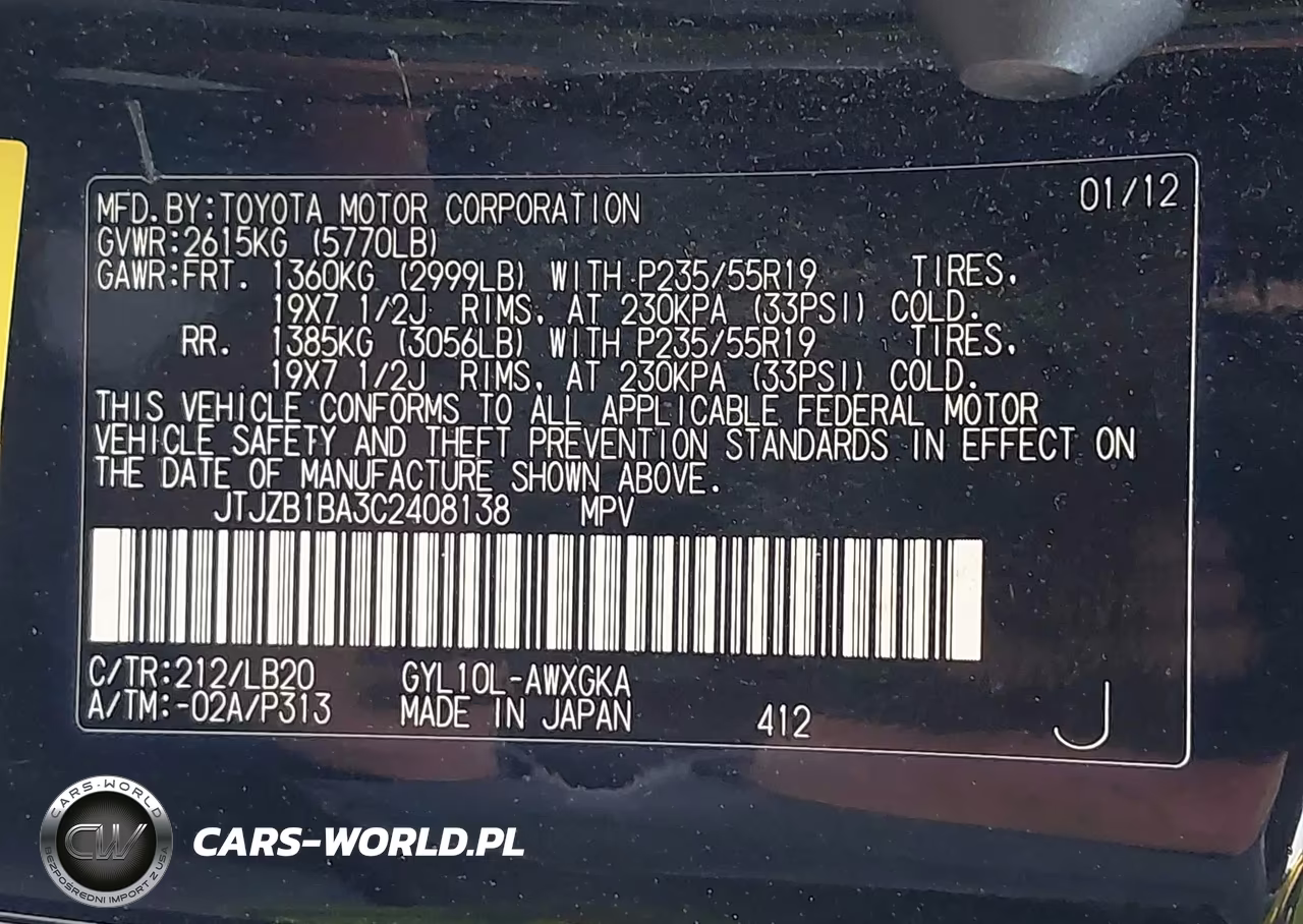 2012 Lexus Rx 450H VIN:JTJZB1BA3C2408138 - 9