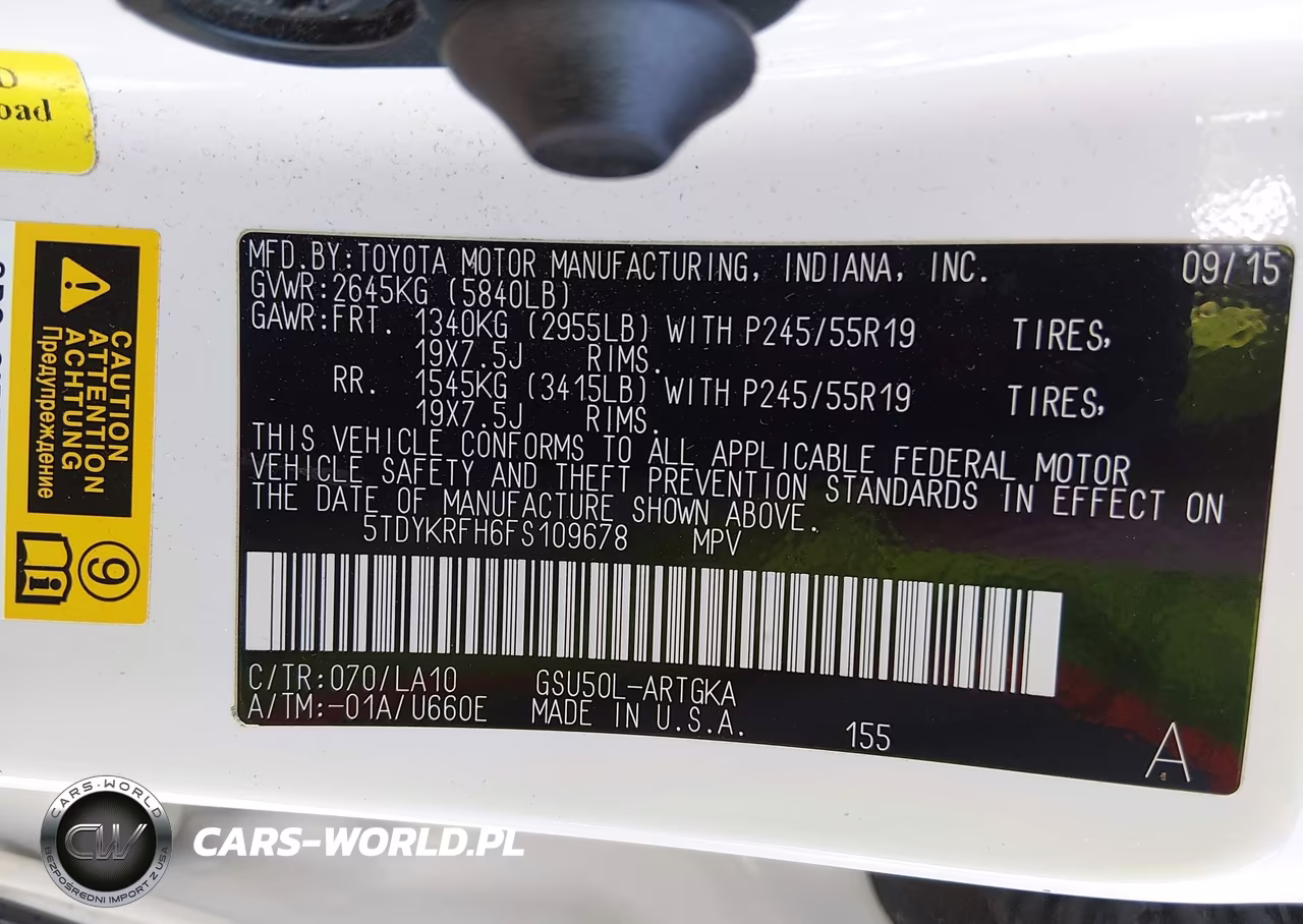 2015 Toyota Highlander Limited Platinum V6 VIN:5TDYKRFH6FS109678 - 9