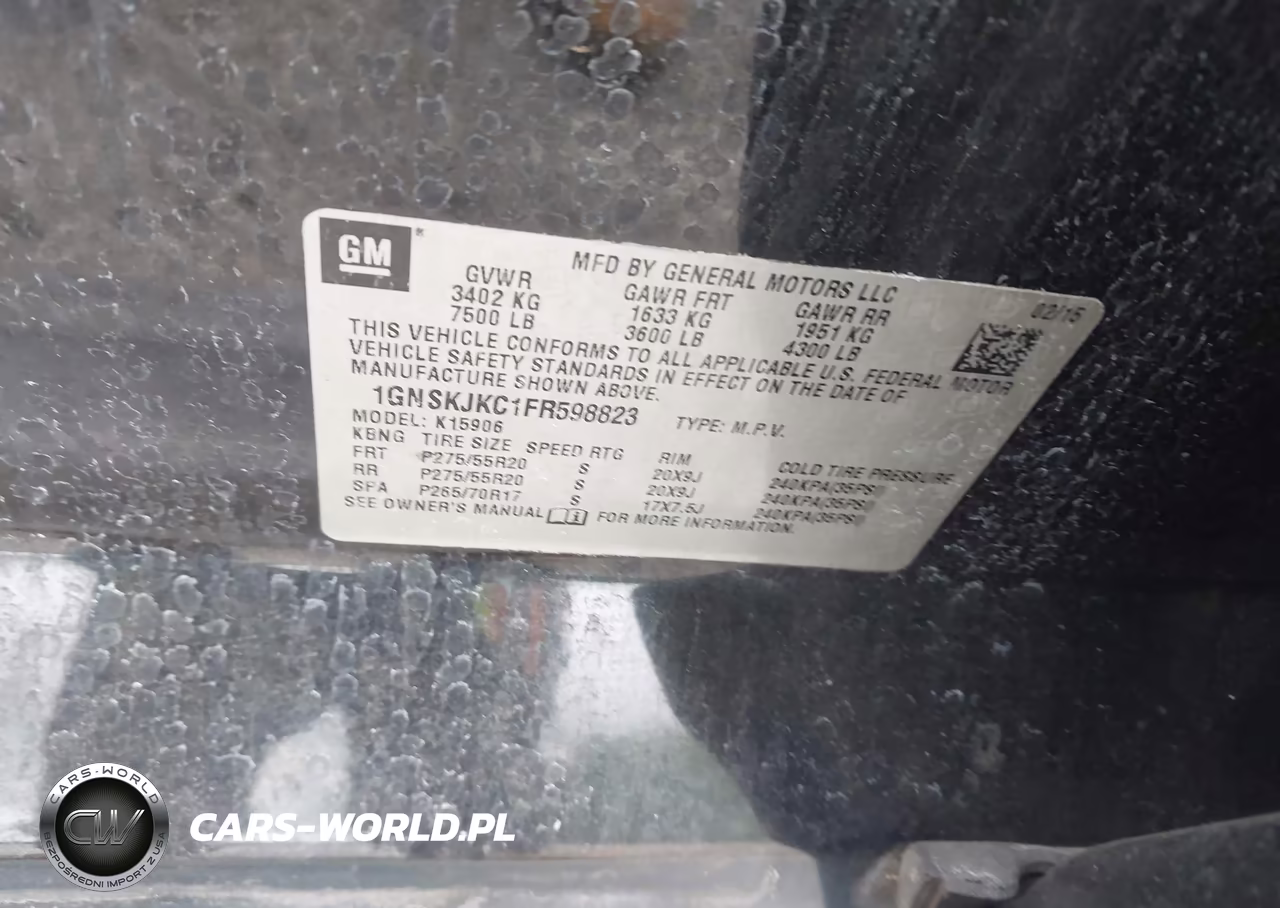 2015 Chevrolet Suburban Lt VIN:1GNSKJKC1FR598823 - 9