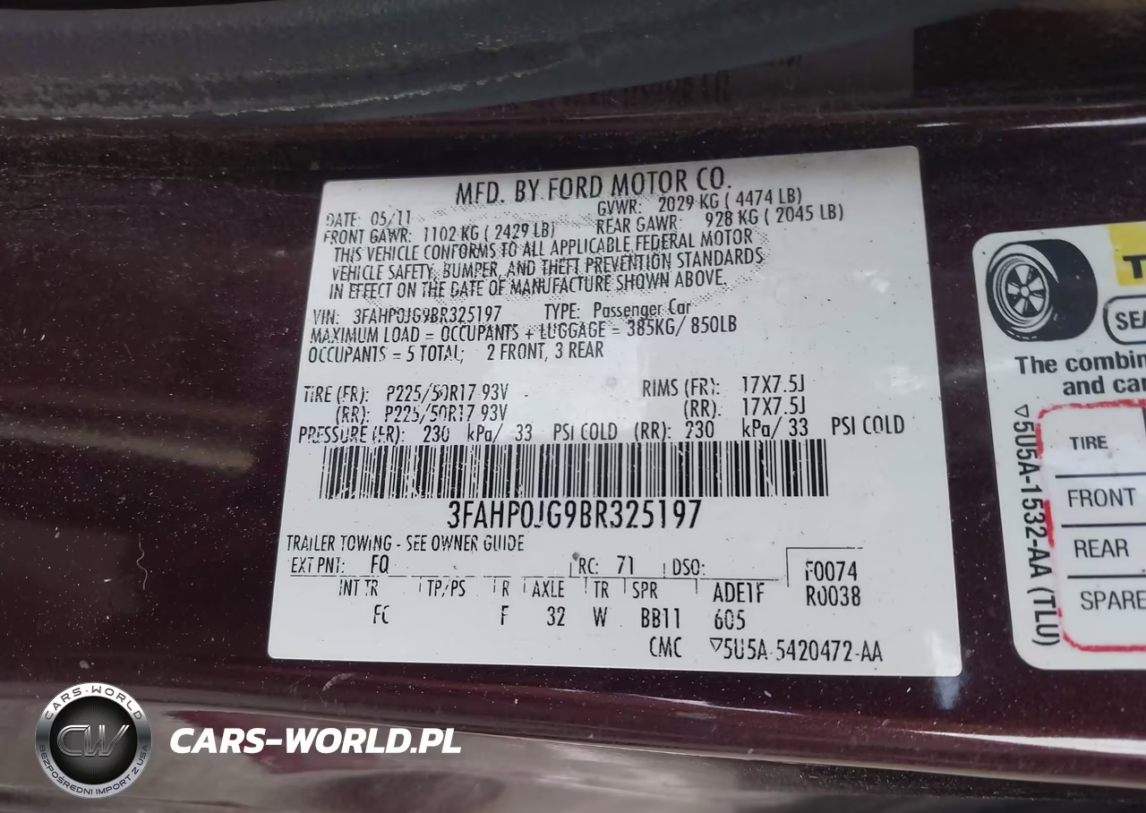 2011 Ford Fusion Sel VIN:3FAHP0JG9BR325197 - 9