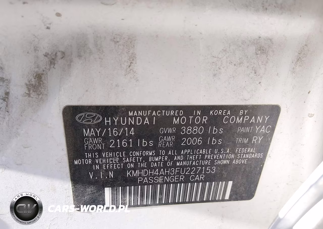 2015 Hyundai Elantra Sport VIN:KMHDH4AH3FU227153 - 9