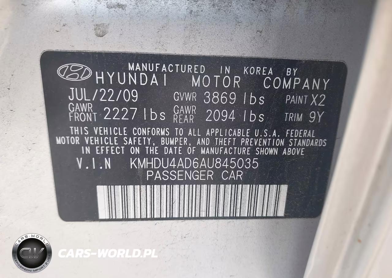 2010 Hyundai Elantra Gls VIN:KMHDU4AD6AU845035 - 9