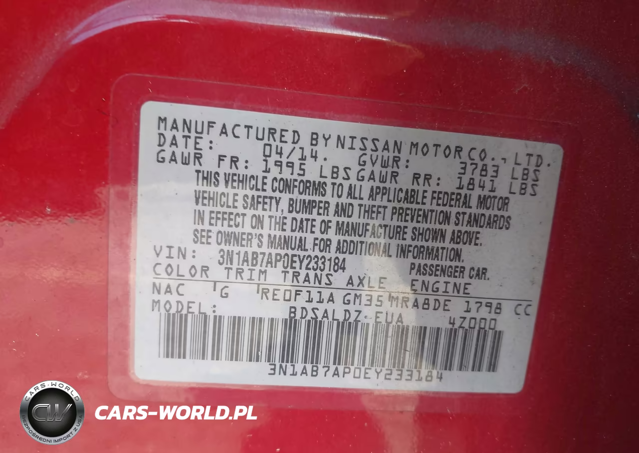 2014 Nissan Sentra Fe+ S-Fe+ Sv-S-Sl-Sr-Sv VIN:3N1AB7AP0EY233184 - 9