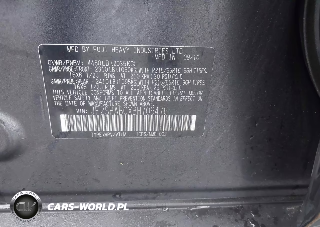 2011 Subaru Forester 2.5X VIN:JF2SHABCXBH706476 - 9