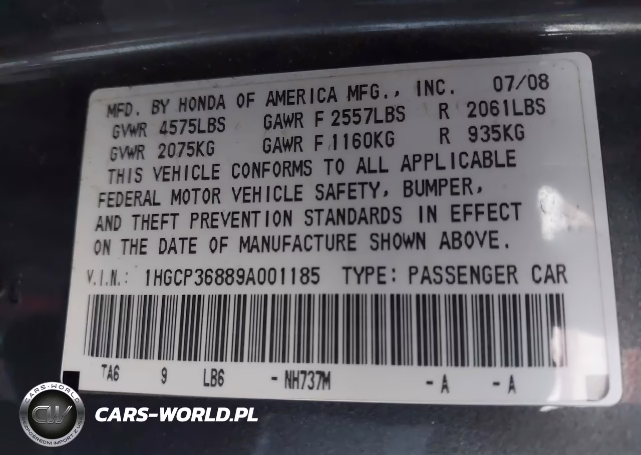 2009 Honda Accord 3.5 Ex-L VIN:1HGCP36889A001185 - 9