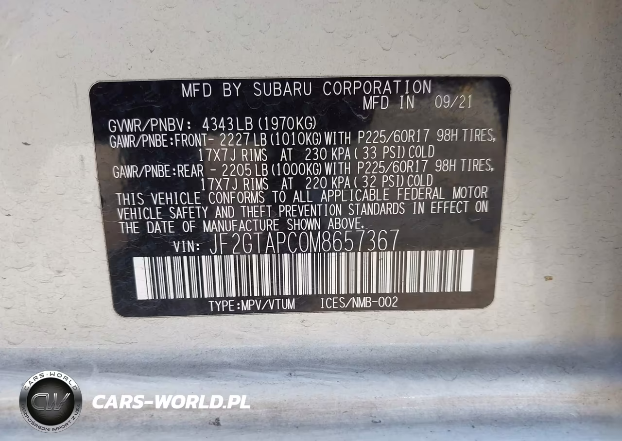 2021 Subaru Crosstrek Premium VIN:JF2GTAPC0M8657367 - 9