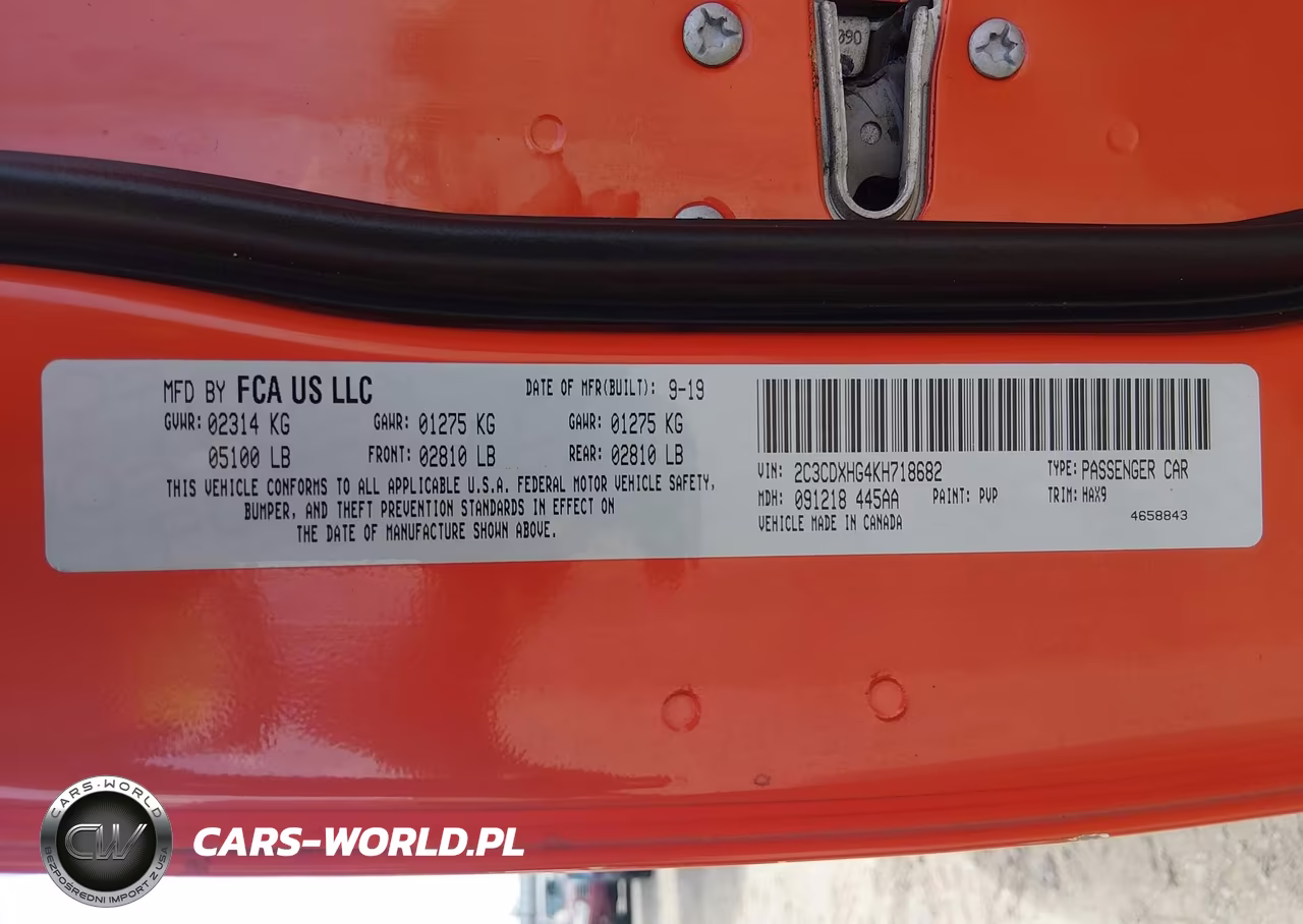 2019 Dodge Charger Gt Rwd VIN:2C3CDXHG4KH718682 - 9