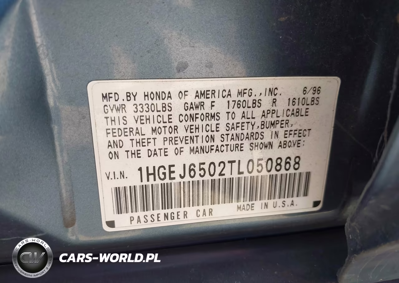 1996 Honda Civic Lx VIN:1HGEJ6502TL050868 - 9
