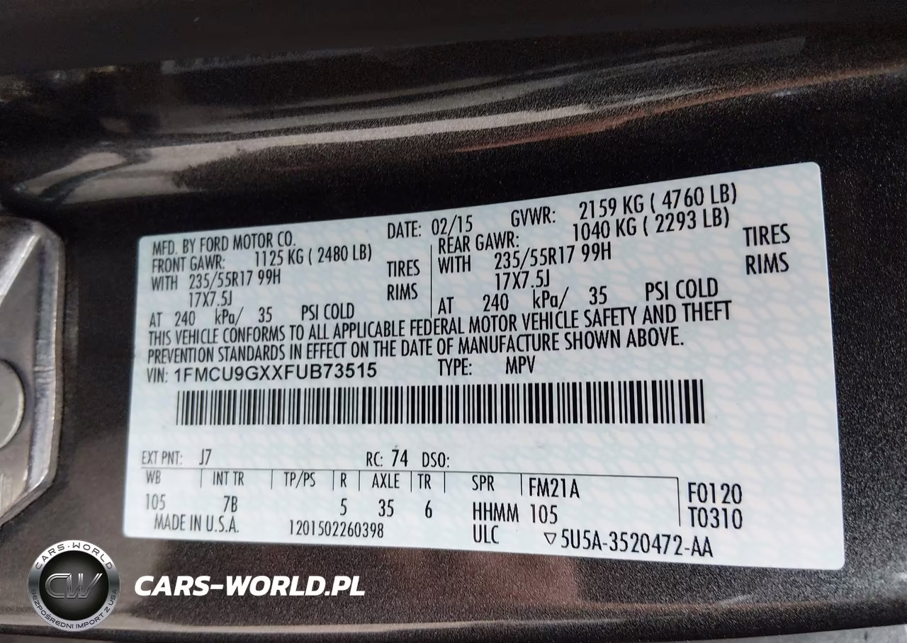 2015 Ford Escape Se VIN:1FMCU9GXXFUB73515 - 9