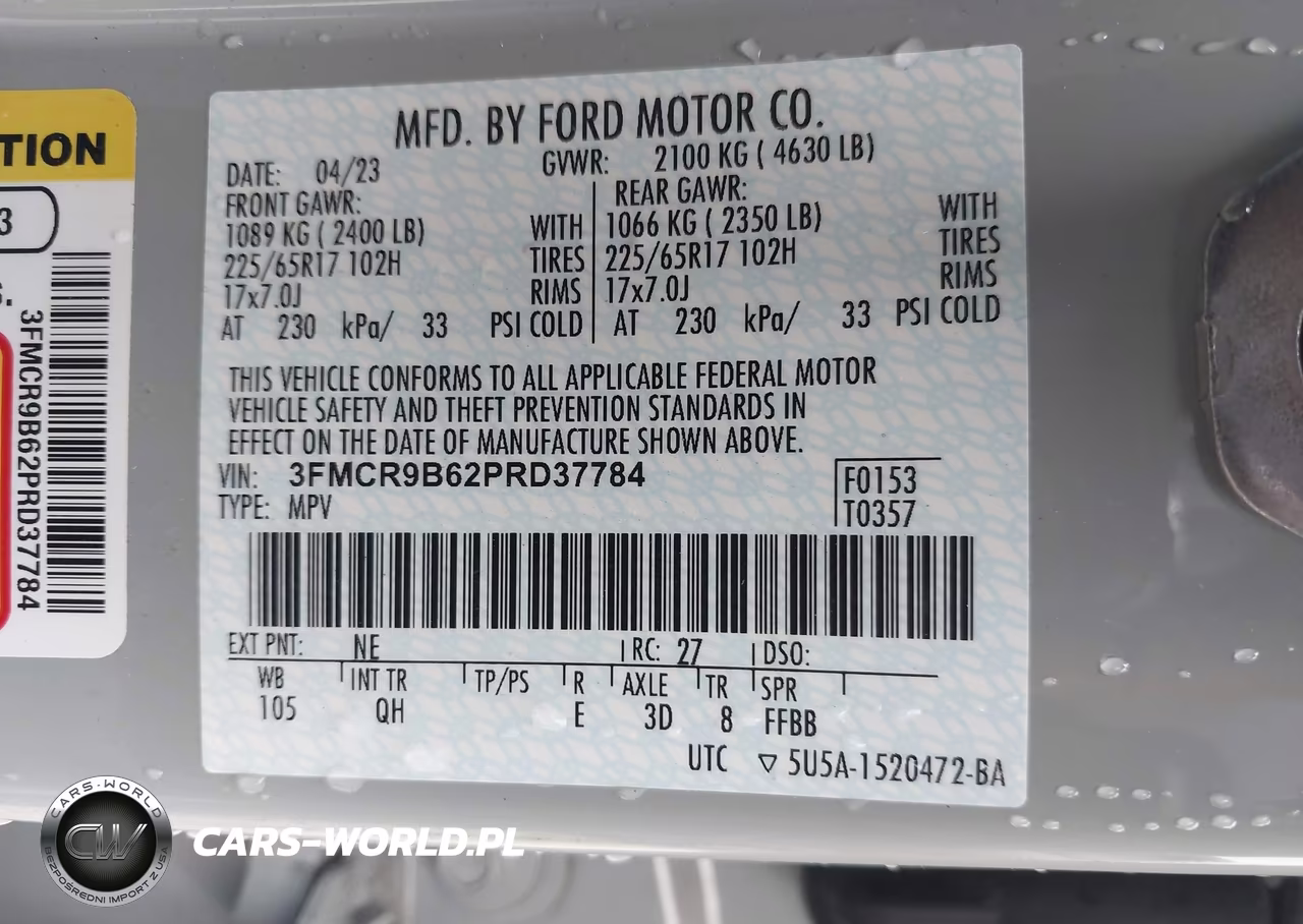 2023 Ford Bronco Sport Big Bend VIN:3FMCR9B62PRD37784 - 9