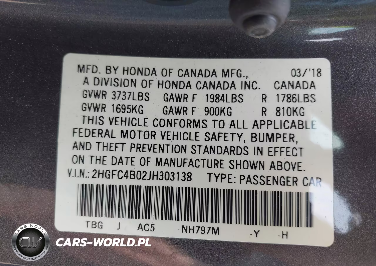 2018 Honda Civic Lx-P VIN:2HGFC4B02JH303138 - 9