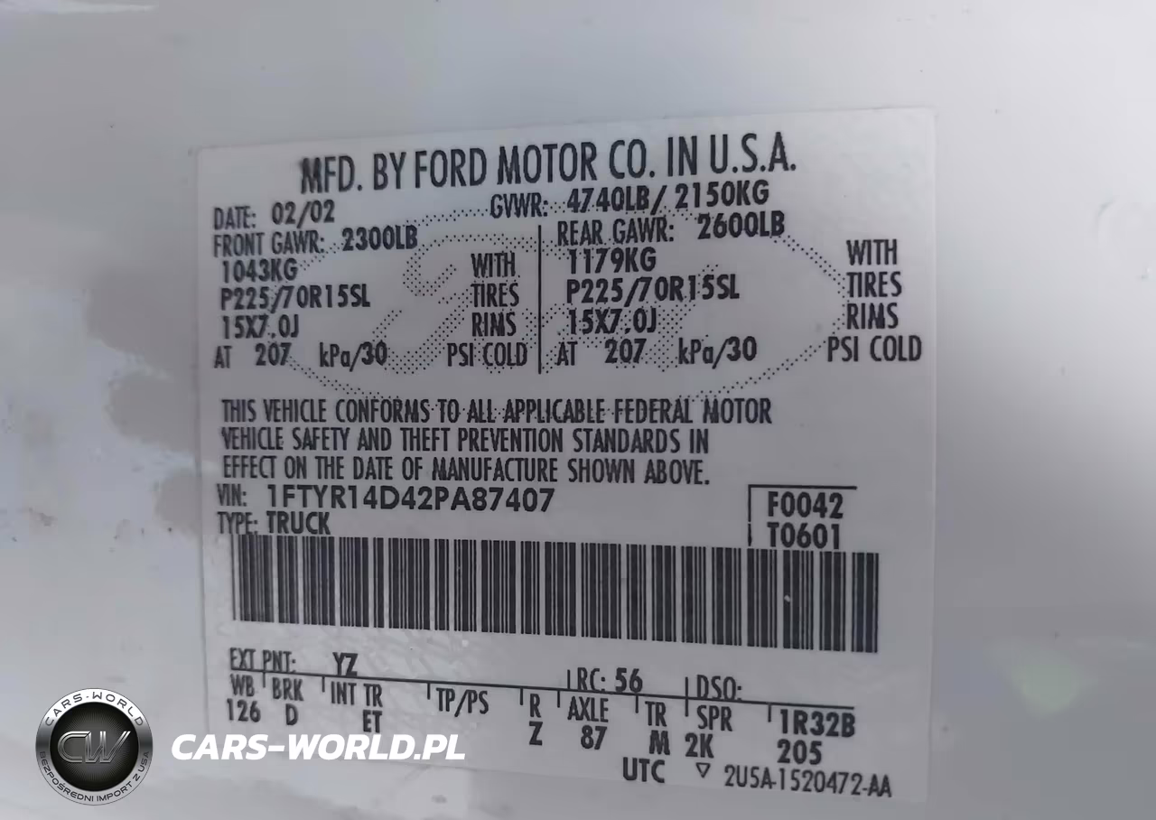 2002 Ford Ranger Xl-Xlt VIN:1FTYR14D42PA87407 - 9