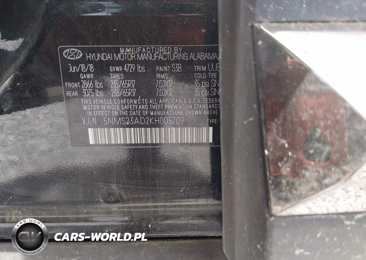 2019 Hyundai Santa Fe Se VIN:5NMS23AD2KH005709 - 9
