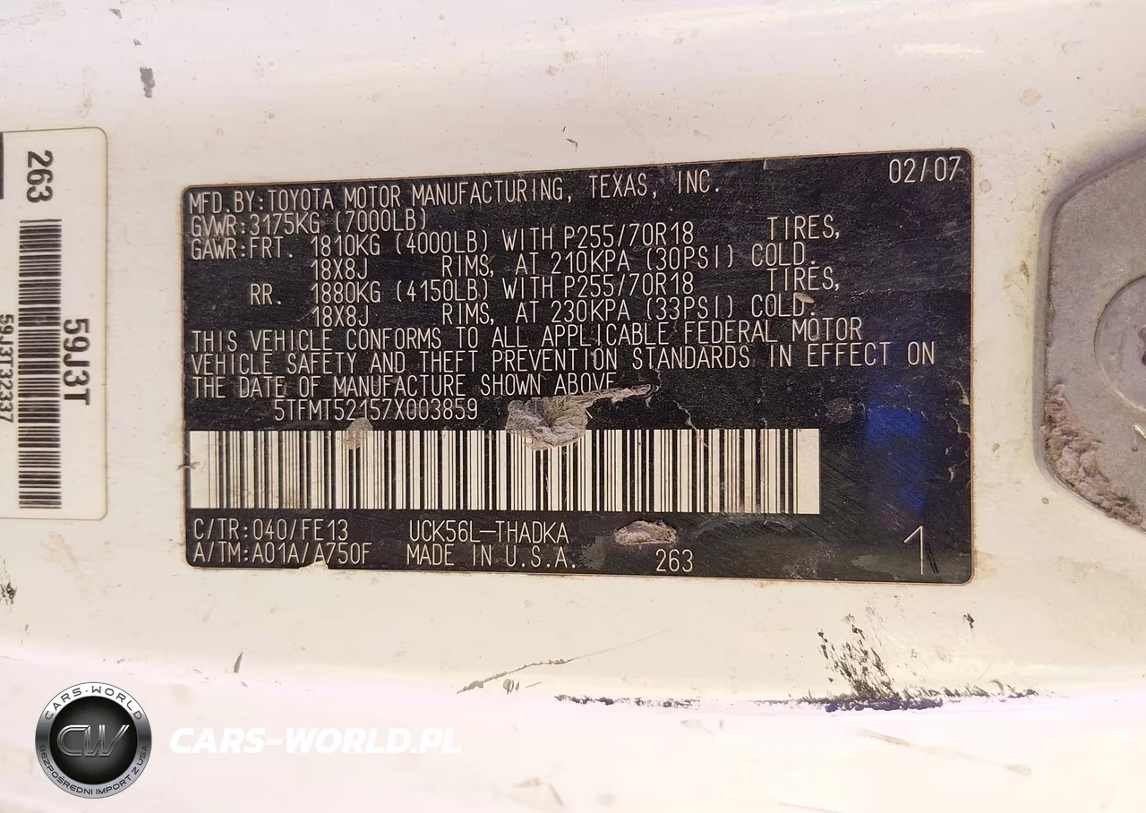 2007 Toyota Tundra Base 4.7L V8 VIN:5TFMT52157X003859 - 9