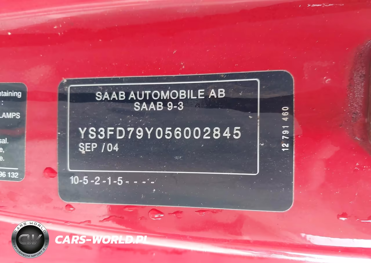 2005 Saab 9-3 Arc VIN:YS3FD79Y056002845 - 9