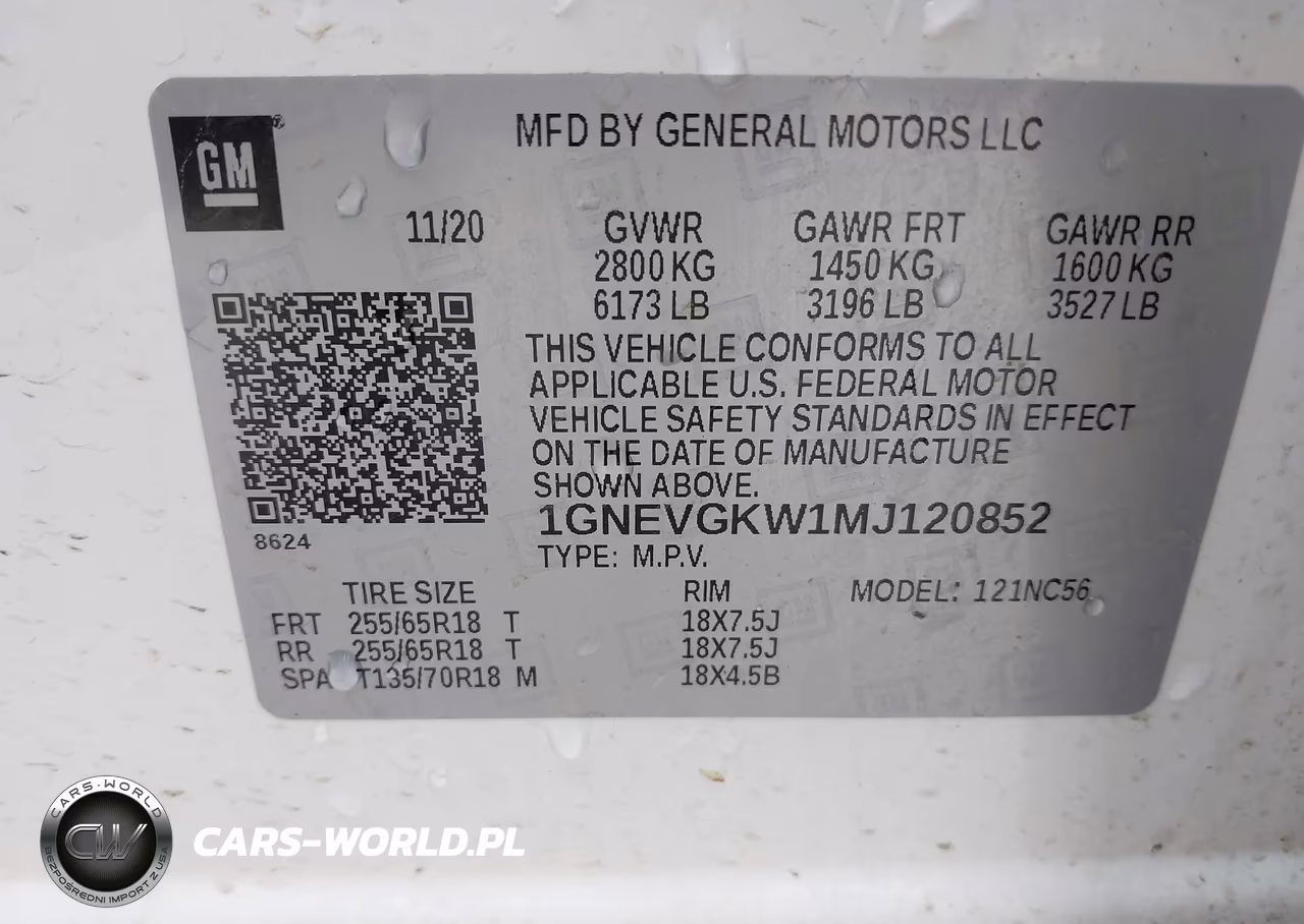 2021 Chevrolet Traverse Awd Lt Cloth VIN:1GNEVGKW1MJ120852 - 9