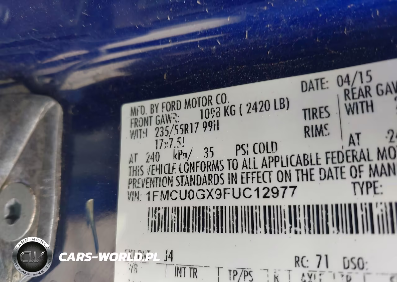 2015 Ford Escape Se VIN:1FMCU0GX9FUC12977 - 9
