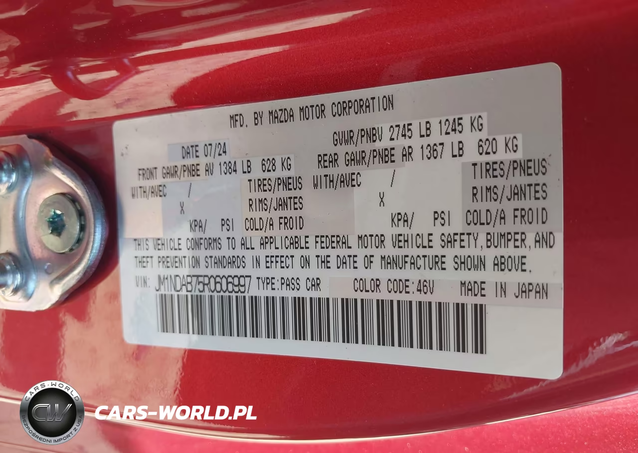 2024 Mazda Mx-5 Miata Sport VIN:JM1NDAB75R0606997 - 9