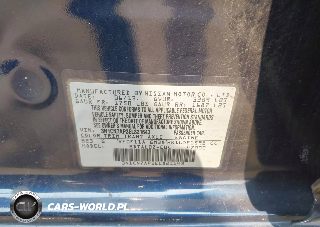 2014 Nissan Versa 1.6 Sv VIN:3N1CN7AP3EL821643 - 9