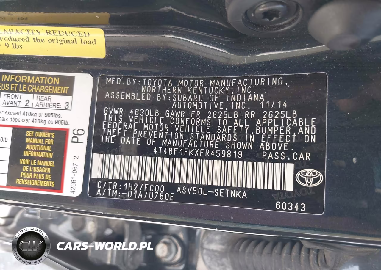 2015 Toyota Camry Le VIN:4T4BF1FKXFR459819 - 9