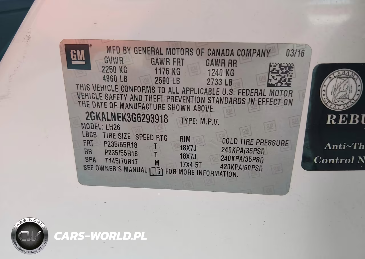 2016 GMC Terrain Sle-2 VIN:2GKALNEK3G6293918 - 9