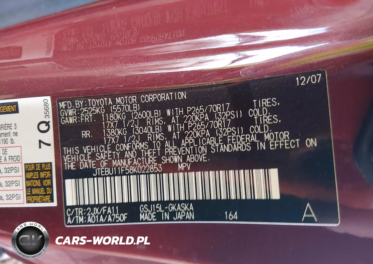 2008 Toyota Fj Cruiser VIN:JTEBU11F58K022853 - 9