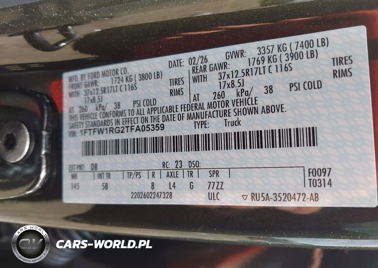 2026 Ford F-150 Raptor VIN:1FTFW1RG2TFA05359 - 9